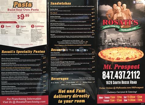 rosati's menu with prices near me